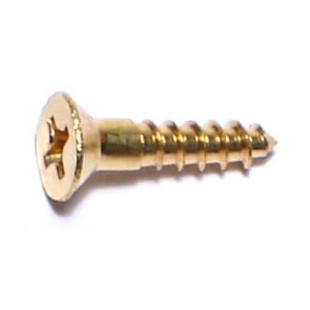 Midwest Fastener Wood Screw, #6, 5/8 in, Plain Brass Flat Head Phillips Drive, 100 PK 02853